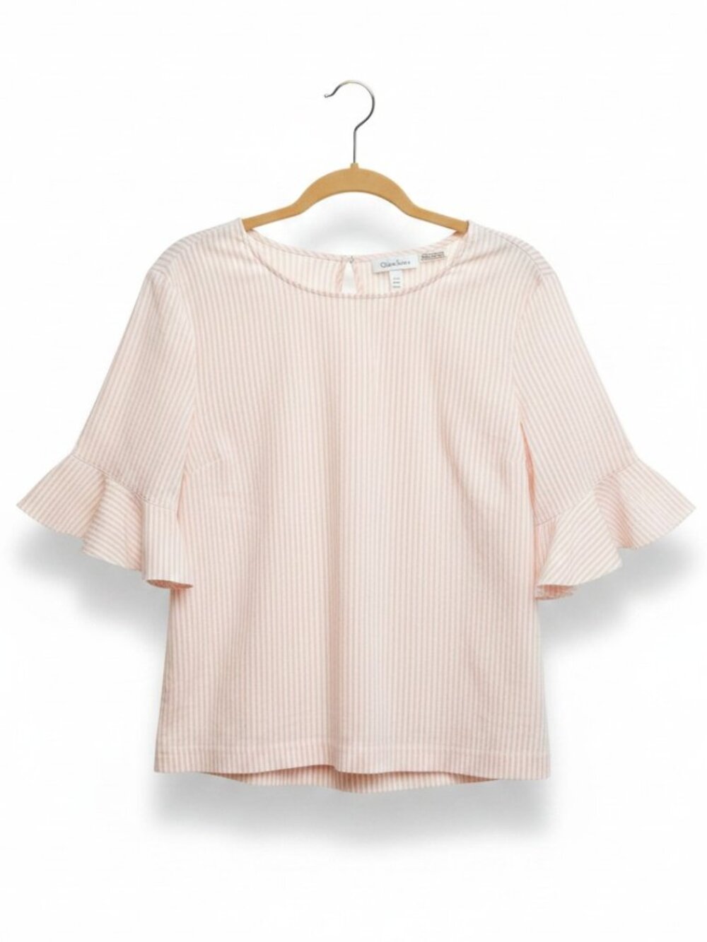 Calvin Klein Peach & White Striped Bell-Sleeve Top XL